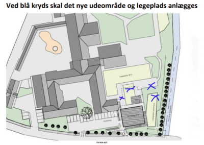 2023 Bjerregrav Friskole – Nyt uderum med legeplads og undervisningsfaciliteter i forbindelse med nybygget børnehus.